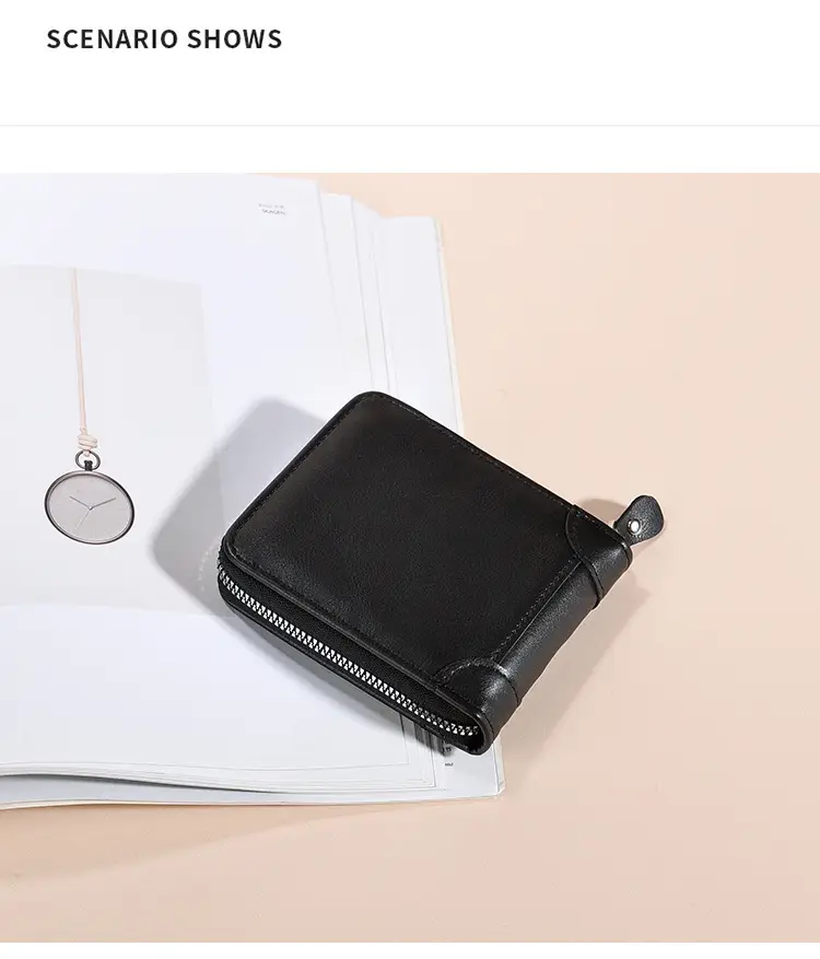 Japanese Korean Men's Zip Wallet with Leather Design — feature 9