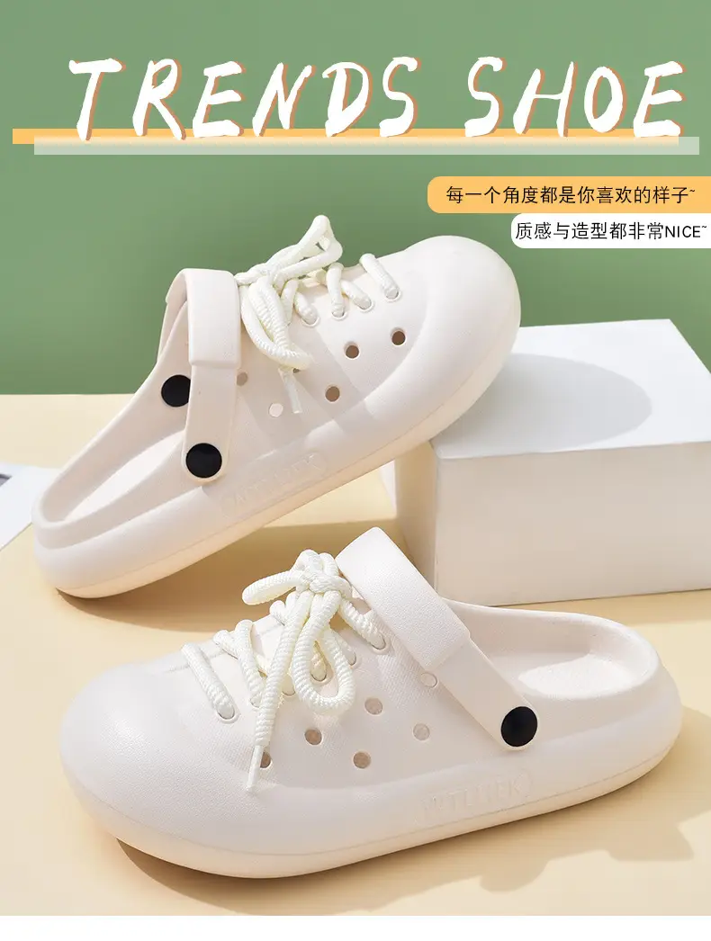 Women's Hole Shoes with Thick Sole for Summer Height Increasing Hollow-out Non-stinky Feet Baotou Slippers for Outer Wear Breathable Non-slip High-end Sandals — feature 1