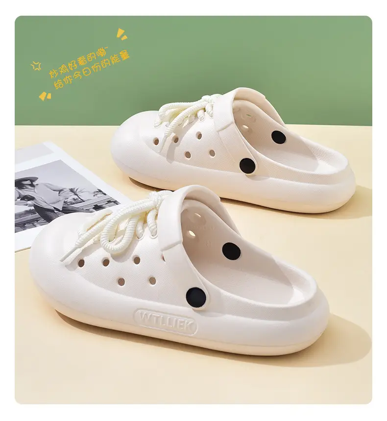 Women's Hole Shoes with Thick Sole for Summer Height Increasing Hollow-out Non-stinky Feet Baotou Slippers for Outer Wear Breathable Non-slip High-end Sandals — feature 10