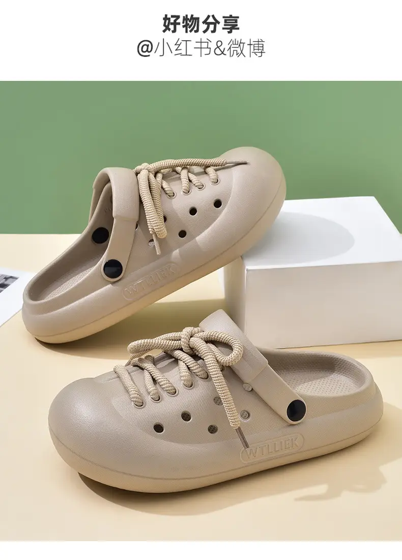 Women's Hole Shoes with Thick Sole for Summer Height Increasing Hollow-out Non-stinky Feet Baotou Slippers for Outer Wear Breathable Non-slip High-end Sandals — feature 12