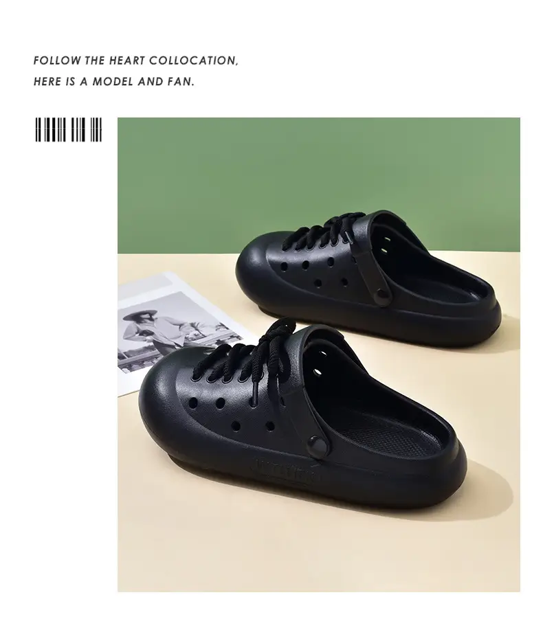 Women's Hole Shoes with Thick Sole for Summer Height Increasing Hollow-out Non-stinky Feet Baotou Slippers for Outer Wear Breathable Non-slip High-end Sandals — feature 14