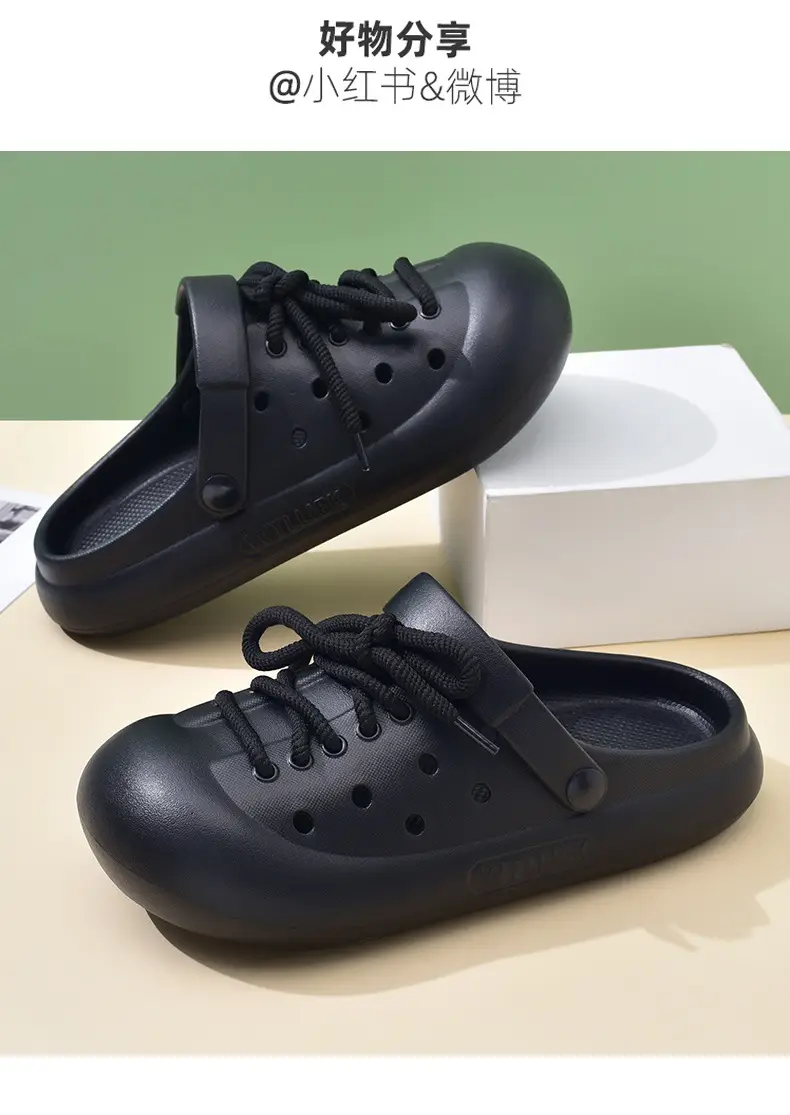 Women's Hole Shoes with Thick Sole for Summer Height Increasing Hollow-out Non-stinky Feet Baotou Slippers for Outer Wear Breathable Non-slip High-end Sandals — feature 15