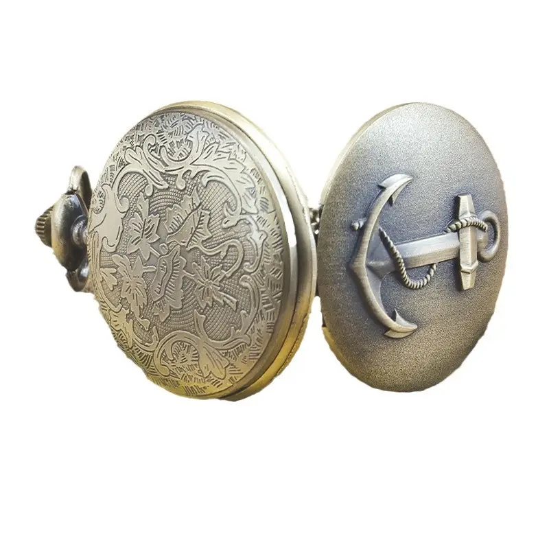 Retro Flip Pocket Watch with Ship Anchor & Roman Design - Image 7