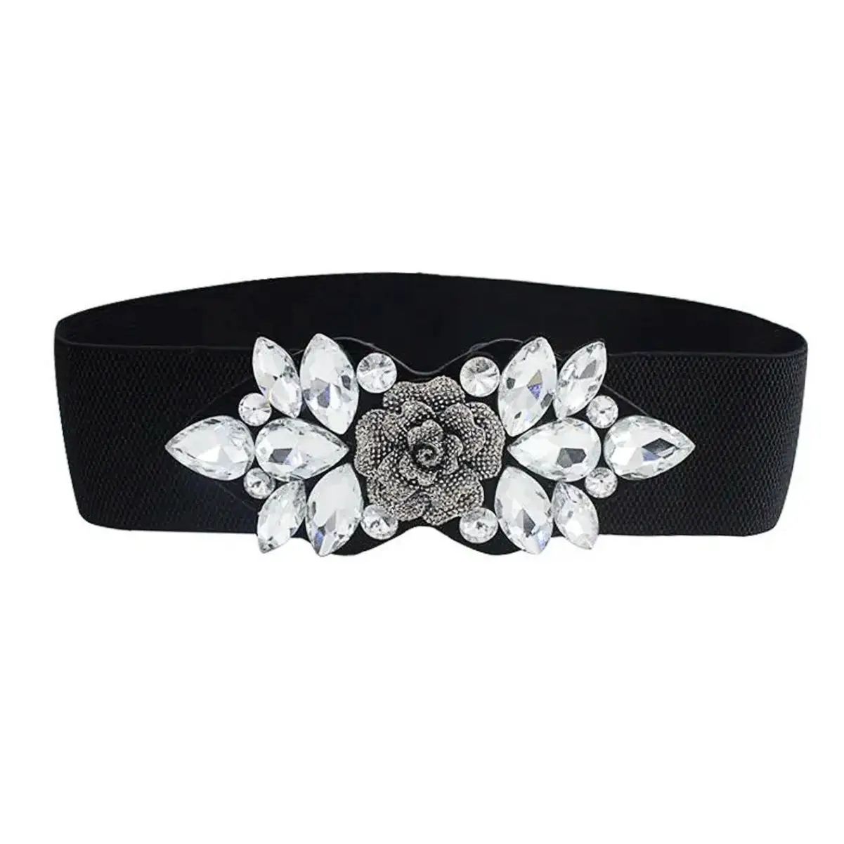 Black Flower Buckle Wide Belt for Women - Image 8