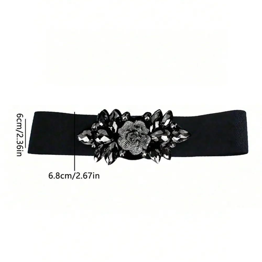 Black Flower Buckle Wide Belt for Women — feature 1