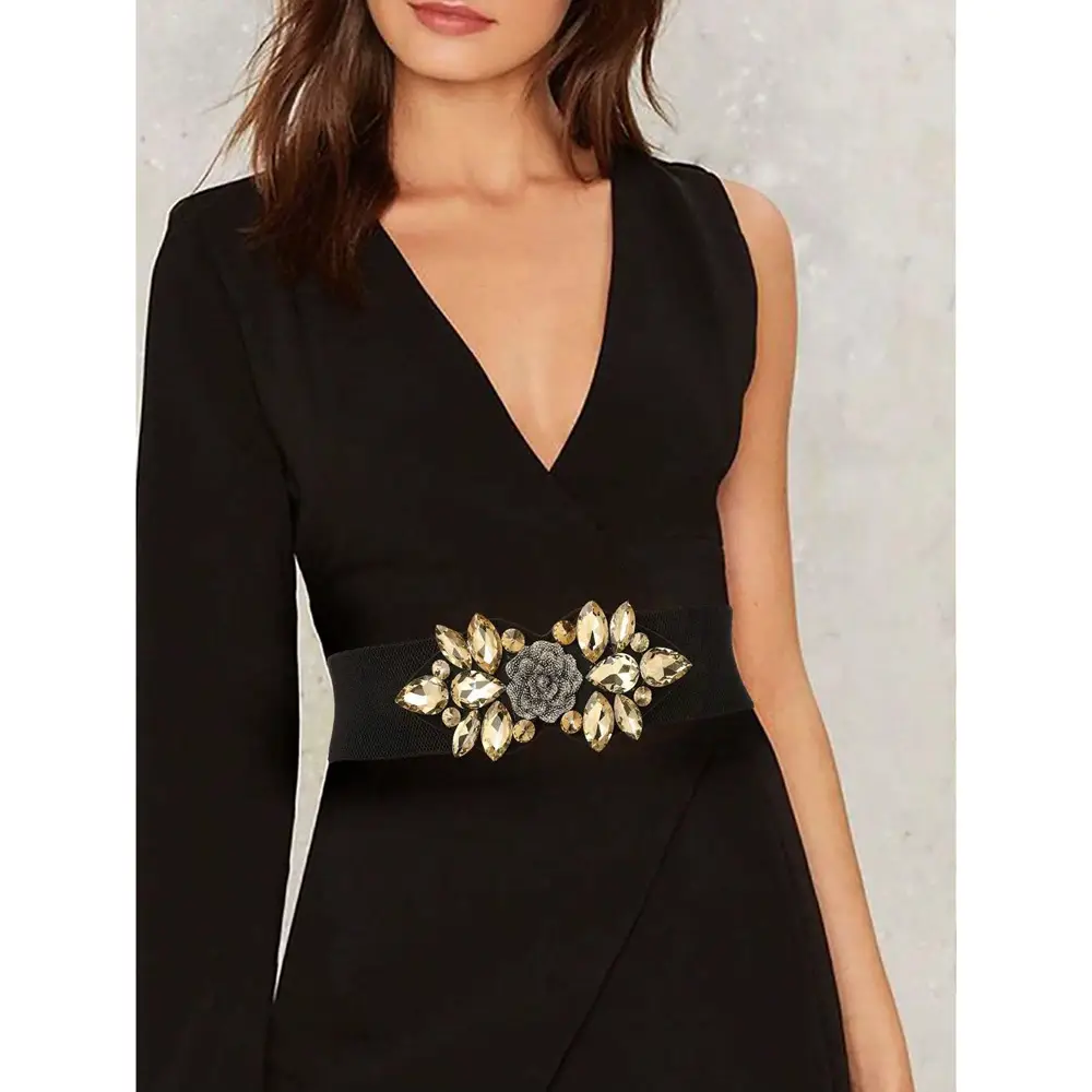 Black Flower Buckle Wide Belt for Women — feature 4