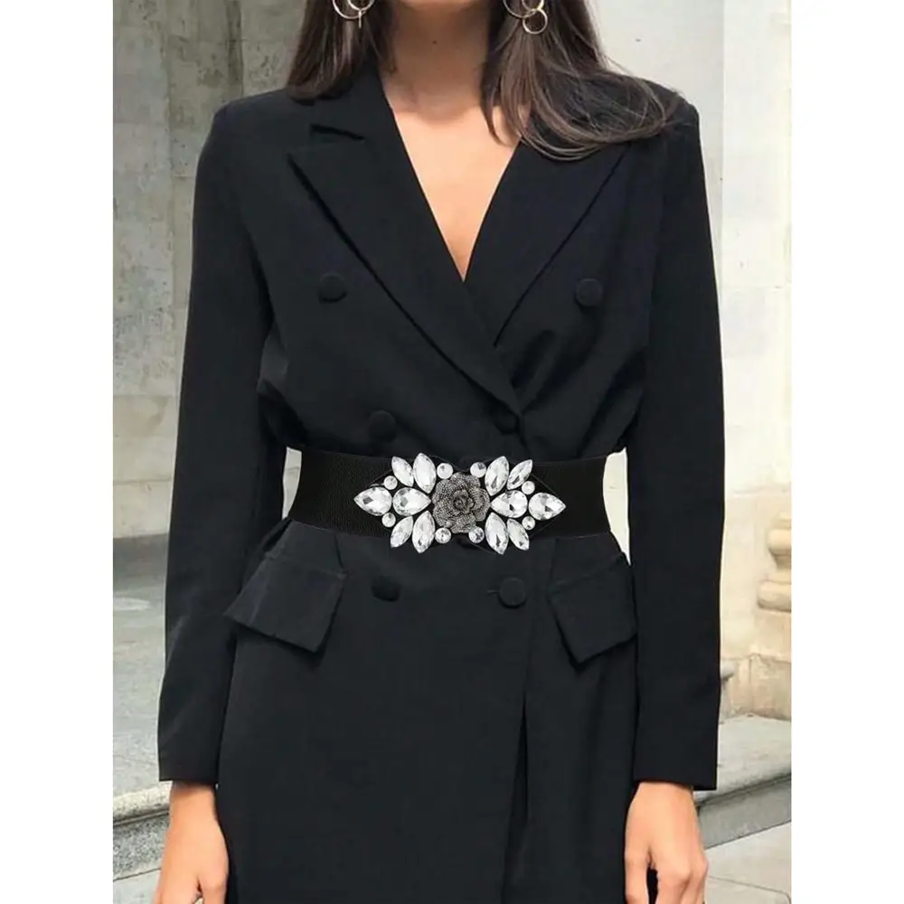 Black Flower Buckle Wide Belt for Women — feature 5