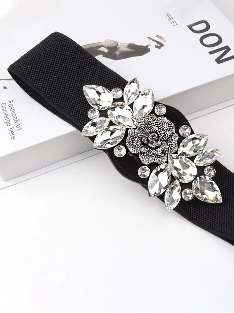 Black Flower Buckle Wide Belt for Women — feature 8