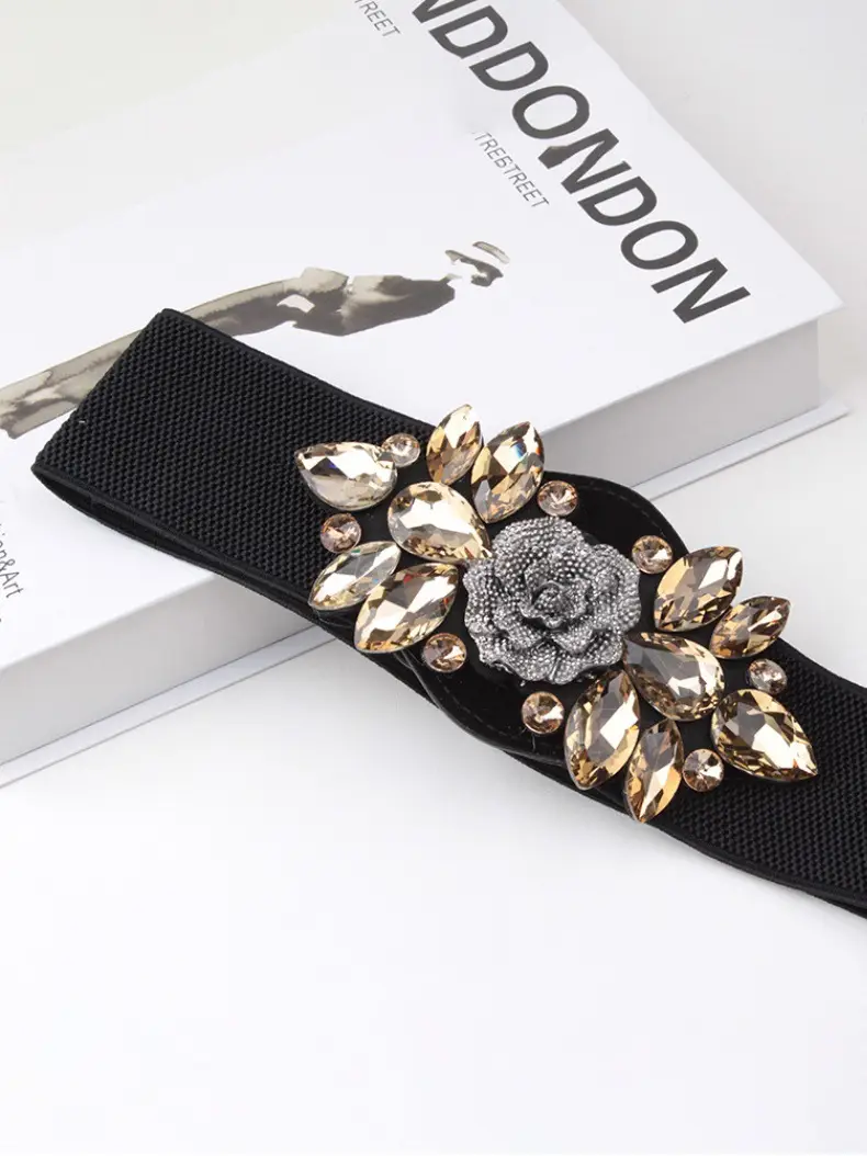 Black Flower Buckle Wide Belt for Women — feature 9