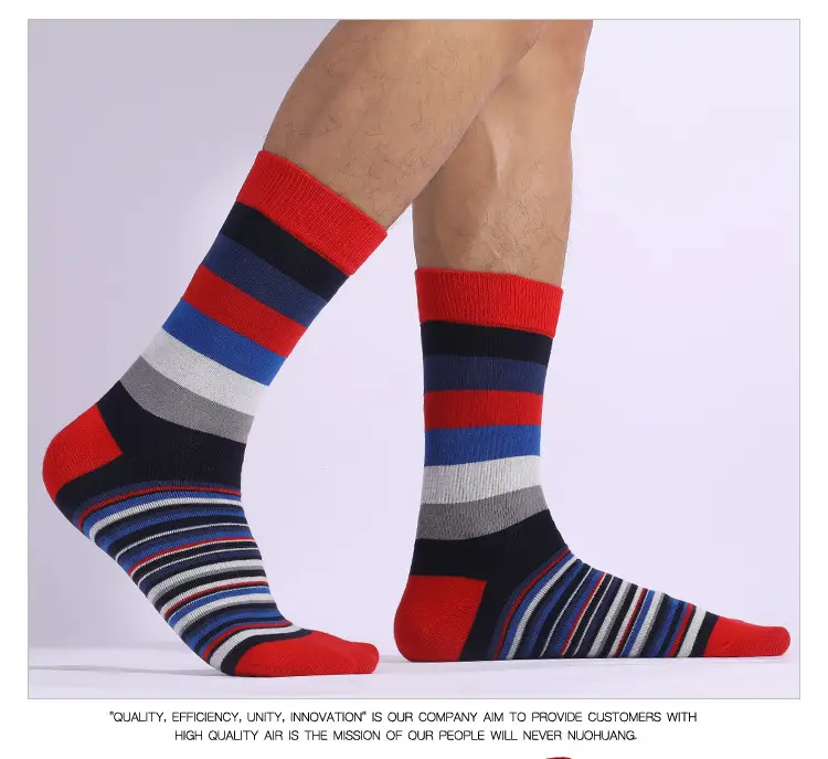 Socks Men's Cross-Border Spring and Summer Large Size Classic Colorful Mid-Calf Socks Thick and Thin Striped Long Socks Geometric Trendy Socks Wholesale — feature 11