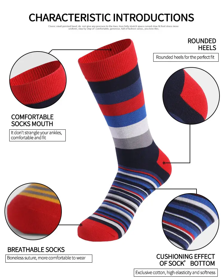 Socks Men's Cross-Border Spring and Summer Large Size Classic Colorful Mid-Calf Socks Thick and Thin Striped Long Socks Geometric Trendy Socks Wholesale — feature 6