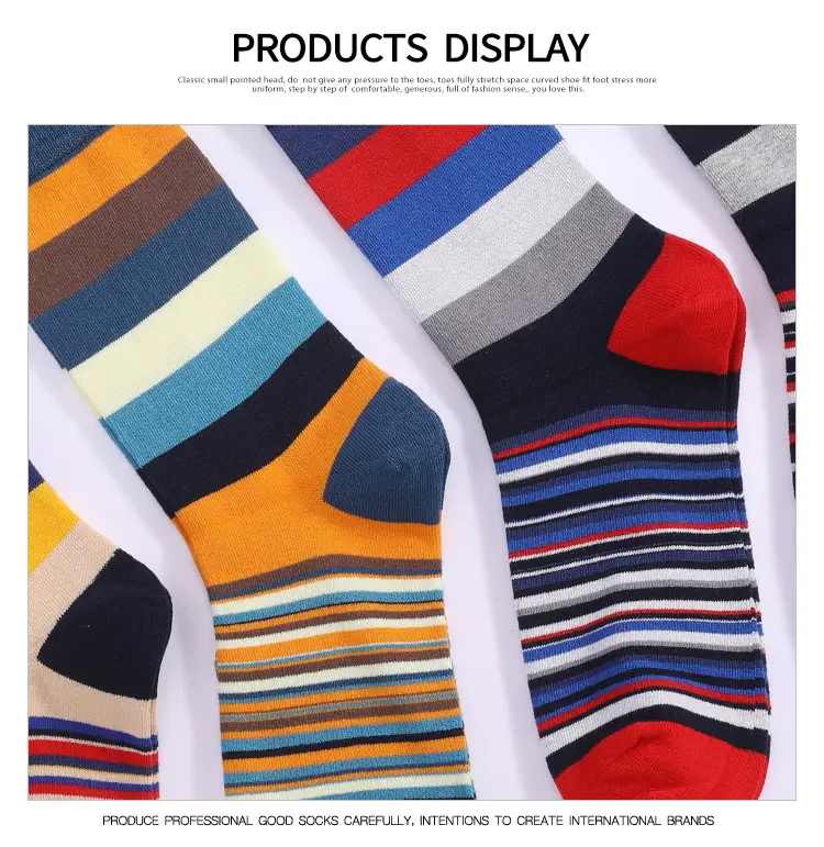 Socks Men's Cross-Border Spring and Summer Large Size Classic Colorful Mid-Calf Socks Thick and Thin Striped Long Socks Geometric Trendy Socks Wholesale — feature 8