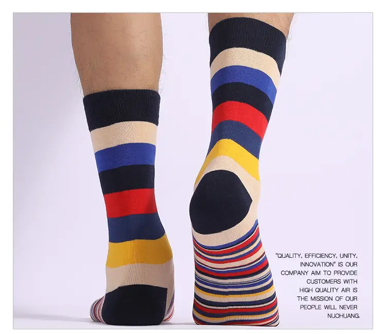 Socks Men's Cross-Border Spring and Summer Large Size Classic Colorful Mid-Calf Socks Thick and Thin Striped Long Socks Geometric Trendy Socks Wholesale — feature 9