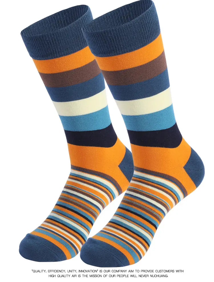 Socks Men's Cross-Border Spring and Summer Large Size Classic Colorful Mid-Calf Socks Thick and Thin Striped Long Socks Geometric Trendy Socks Wholesale