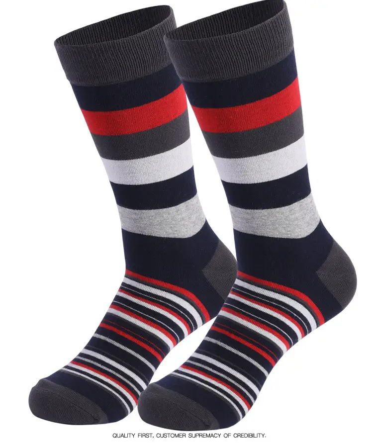 Socks Men's Cross-Border Spring and Summer Large Size Classic Colorful Mid-Calf Socks Thick and Thin Striped Long Socks Geometric Trendy Socks Wholesale