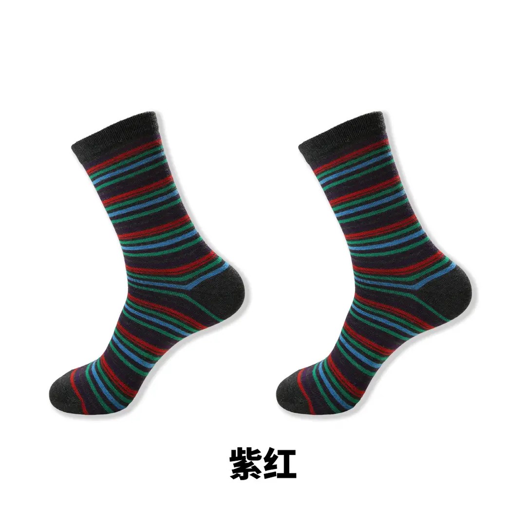 Socks Men's Cross-Border Spring and Summer Large Size Classic Colorful Mid-Calf Socks Thick and Thin Striped Long Socks Geometric Trendy Socks Wholesale