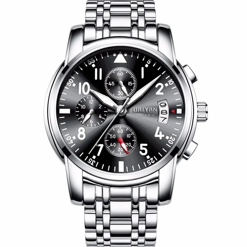 Daiyan Swiss Men's Quartz Watch Silver Stainless Steel Waterproof Sports Watch - Image 2