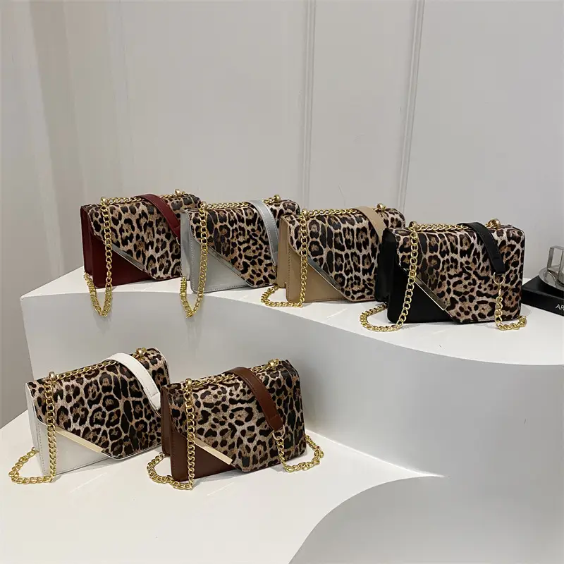 Leopard Print Chain Crossbody Bag 2025