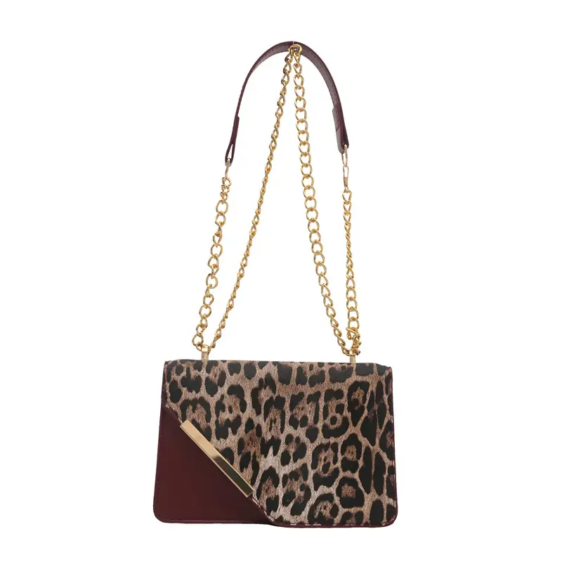 Leopard Print Chain Crossbody Bag 2025