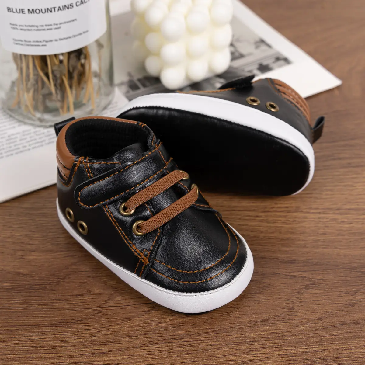 White Soft-Soled Baby Sneakers with Velcro Closure — feature 10