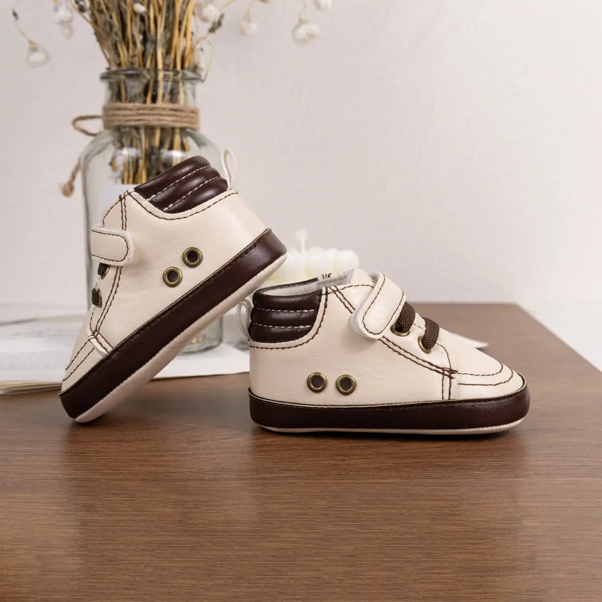 White Soft-Soled Baby Sneakers with Velcro Closure — feature 12