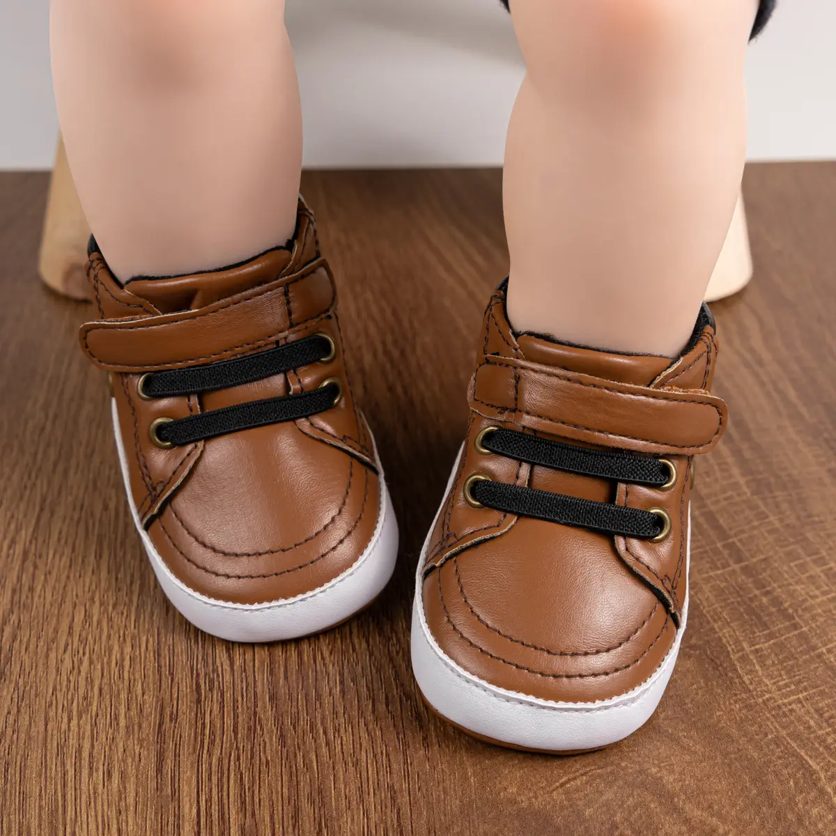 White Soft-Soled Baby Sneakers with Velcro Closure — feature 13