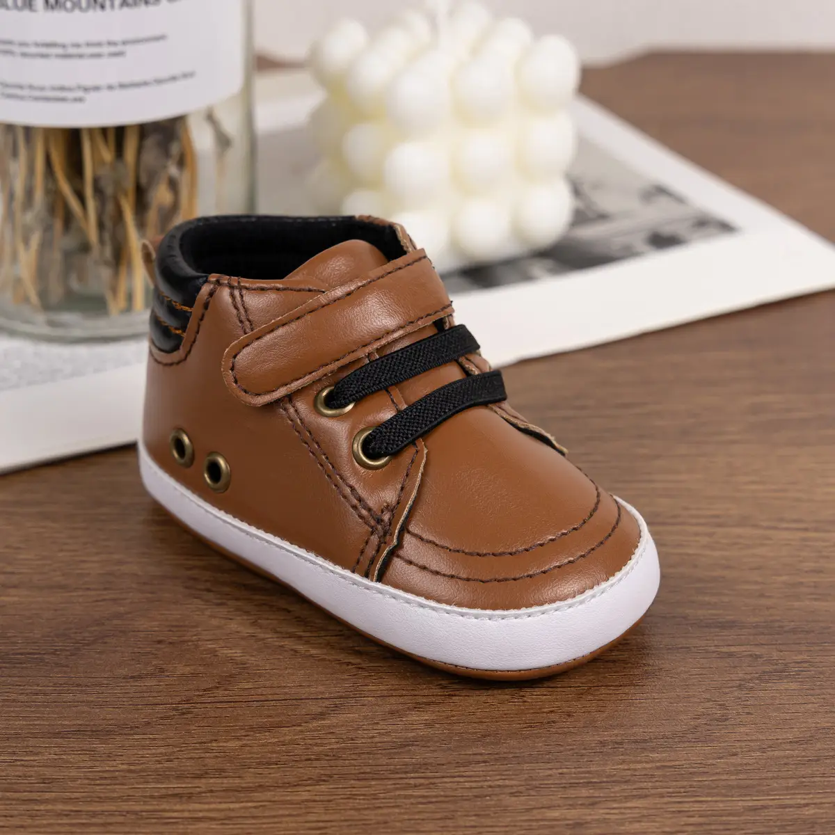 White Soft-Soled Baby Sneakers with Velcro Closure — feature 14