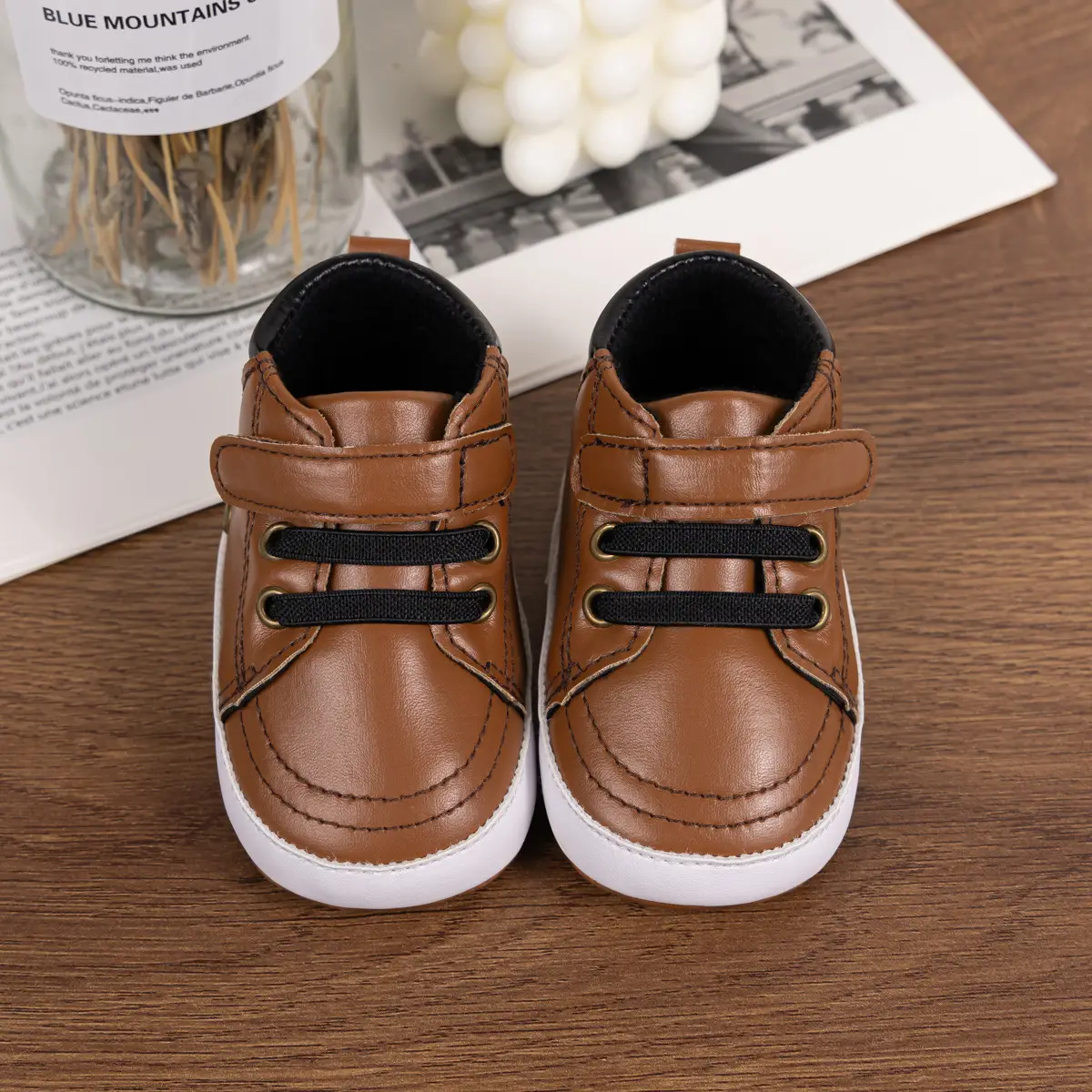 White Soft-Soled Baby Sneakers with Velcro Closure — feature 15