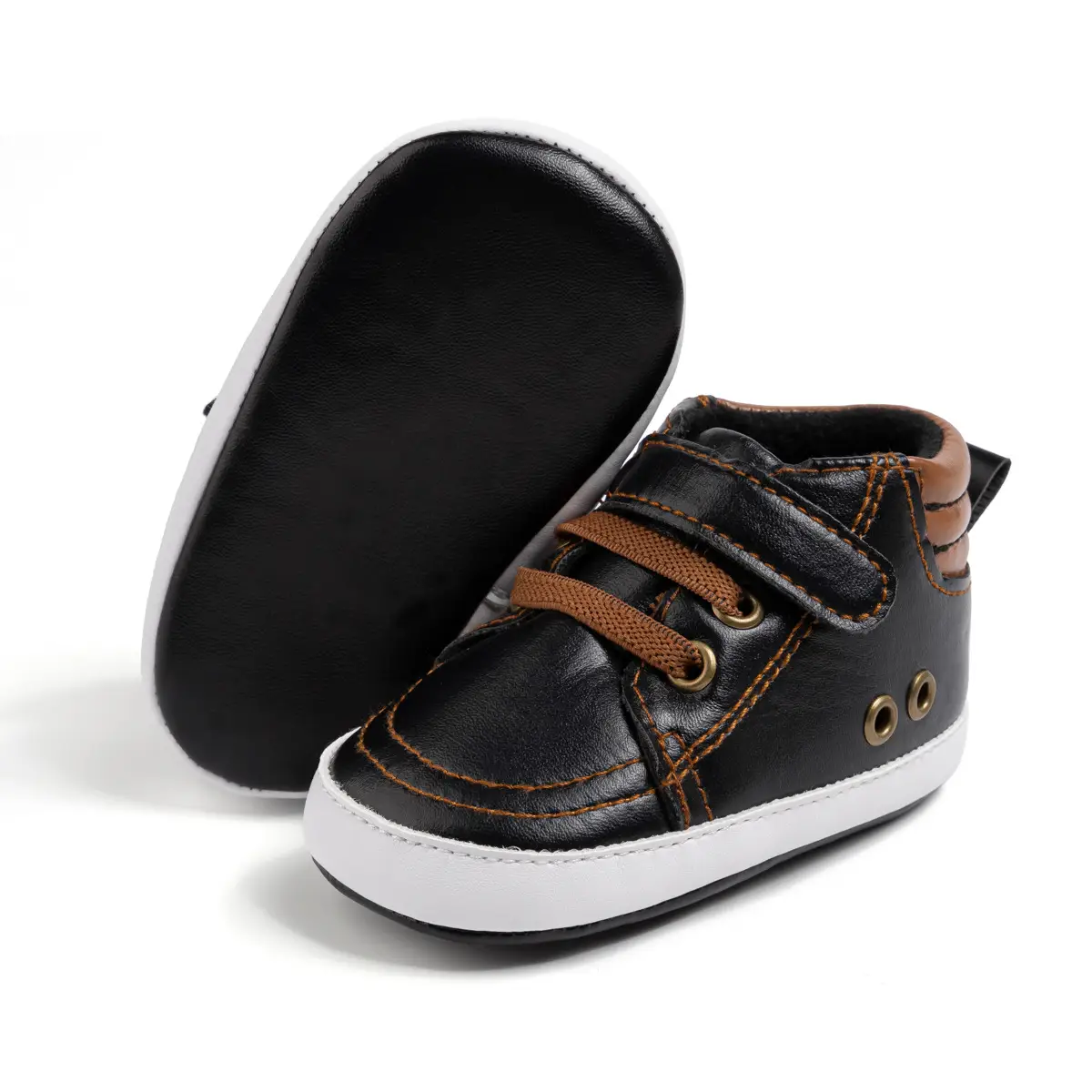 White Soft-Soled Baby Sneakers with Velcro Closure — feature 19