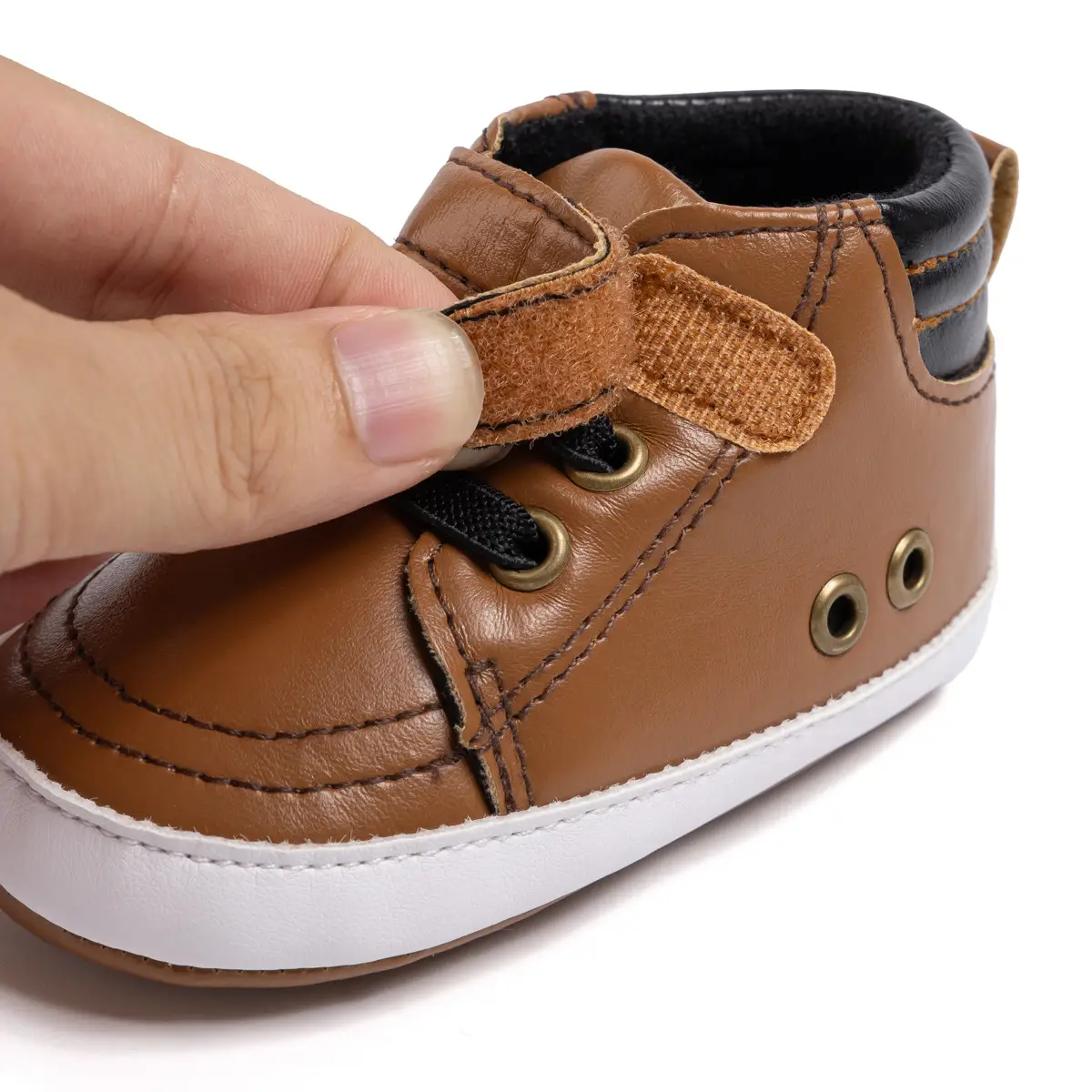 White Soft-Soled Baby Sneakers with Velcro Closure — feature 22