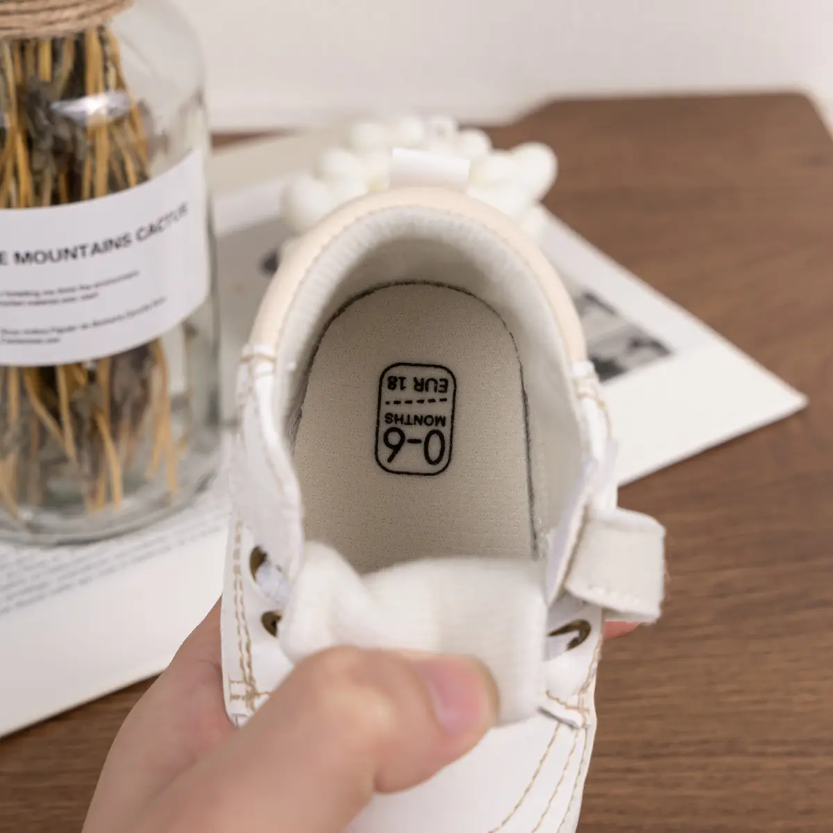 White Soft-Soled Baby Sneakers with Velcro Closure — feature 6