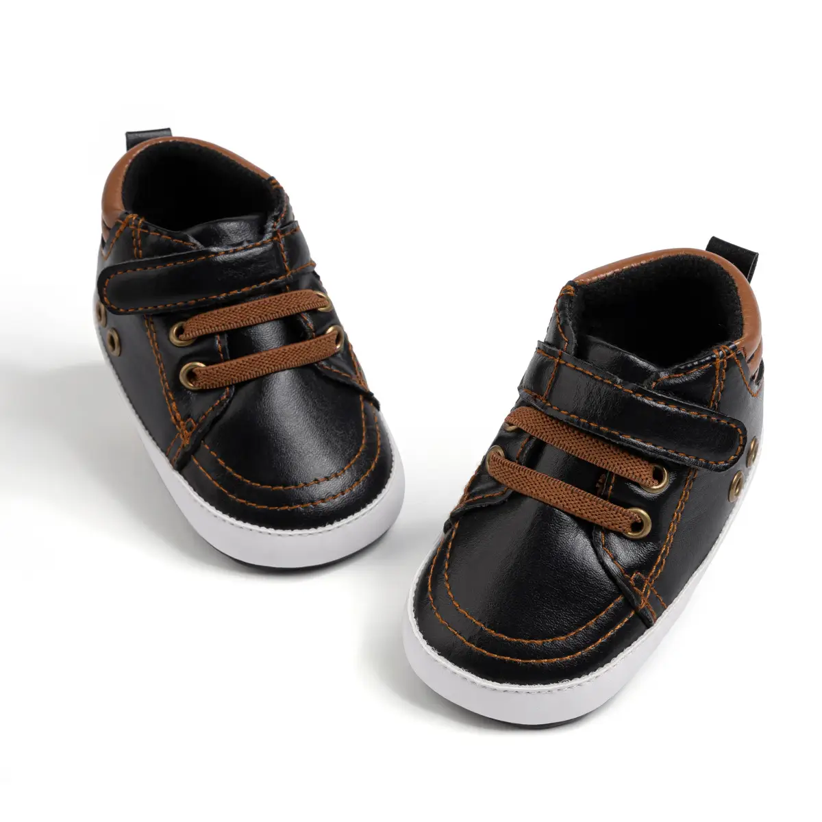 White Soft-Soled Baby Sneakers with Velcro Closure - Image 2