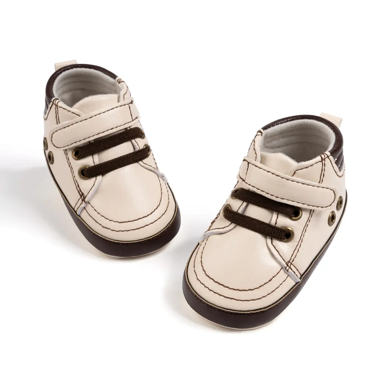 White Soft-Soled Baby Sneakers with Velcro Closure - Image 3