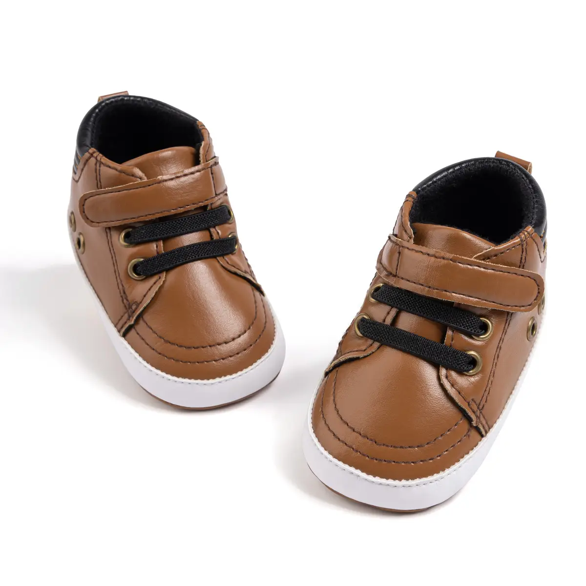 White Soft-Soled Baby Sneakers with Velcro Closure - Image 4