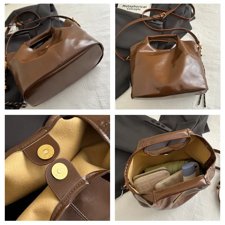 Vintage Brown Leather Shoulder Bag for Women 2024 — feature 7