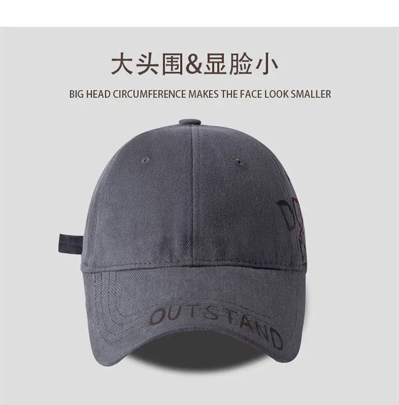 Unisex Korean Style Graphite Peaked Cap — feature 8