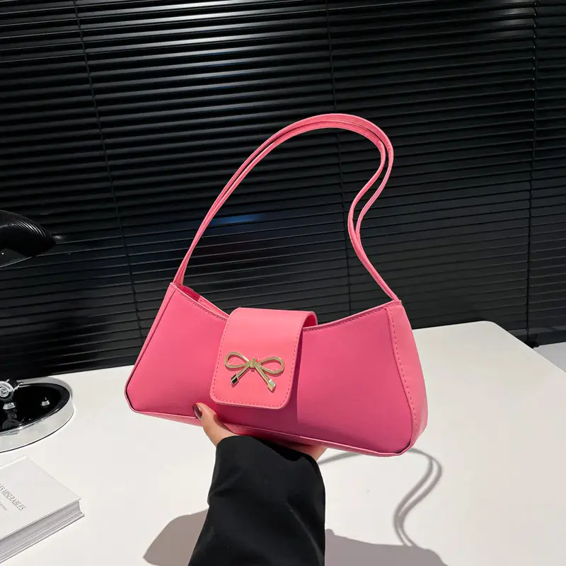 Women's Beige Square Bag with Bow Detail - Image 6
