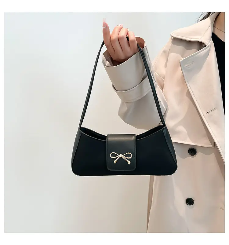 Women's Beige Square Bag with Bow Detail — feature 13