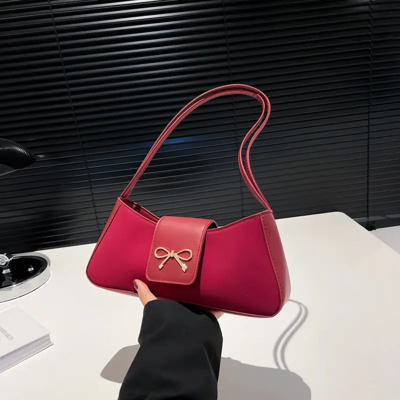 Women's Beige Square Bag with Bow Detail - Image 2