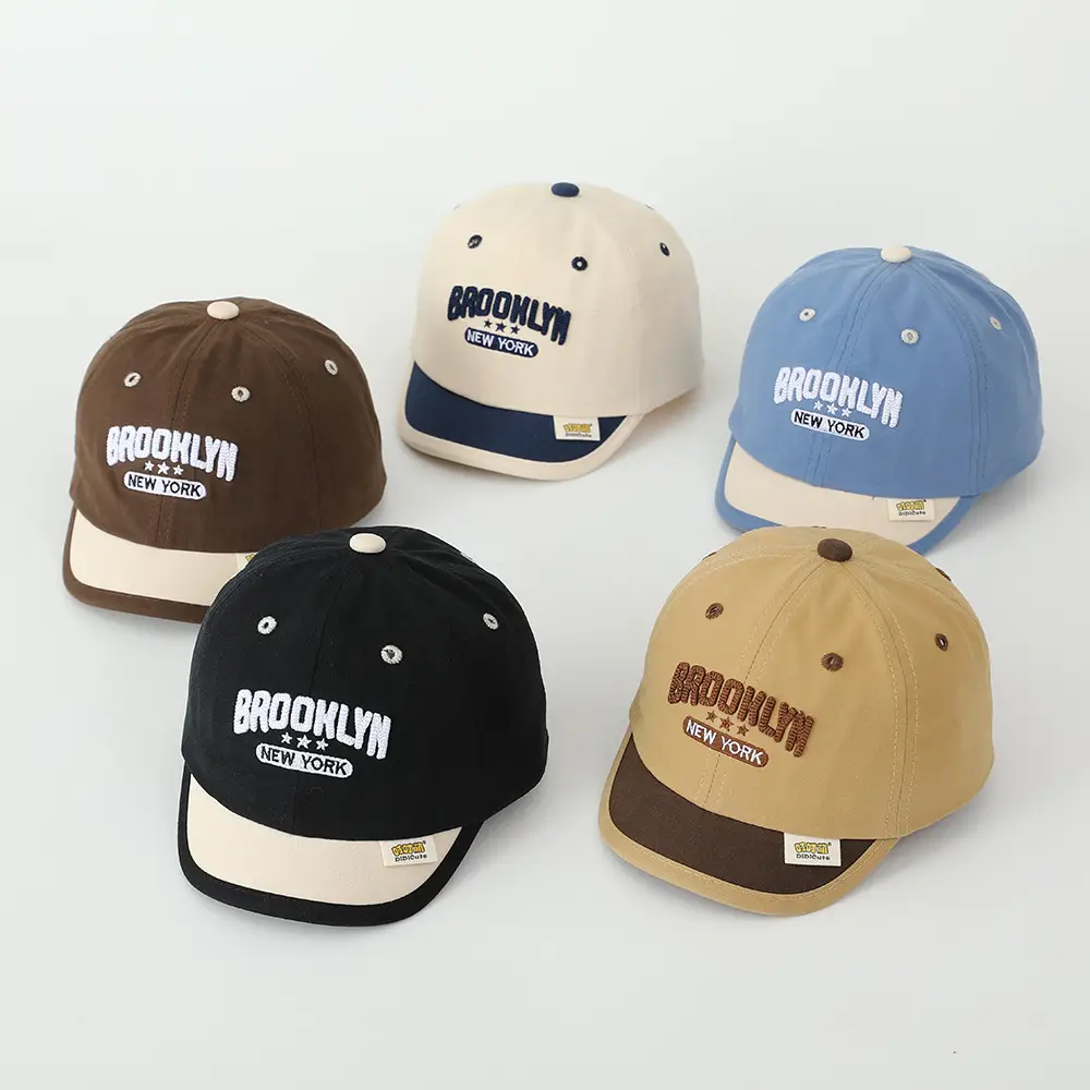 Baby Spring Hat Embroidered Letter Baseball Cap Color-matching Short Rim Cap Boys and Girls Sunshade Cap for Toddlers — feature 2