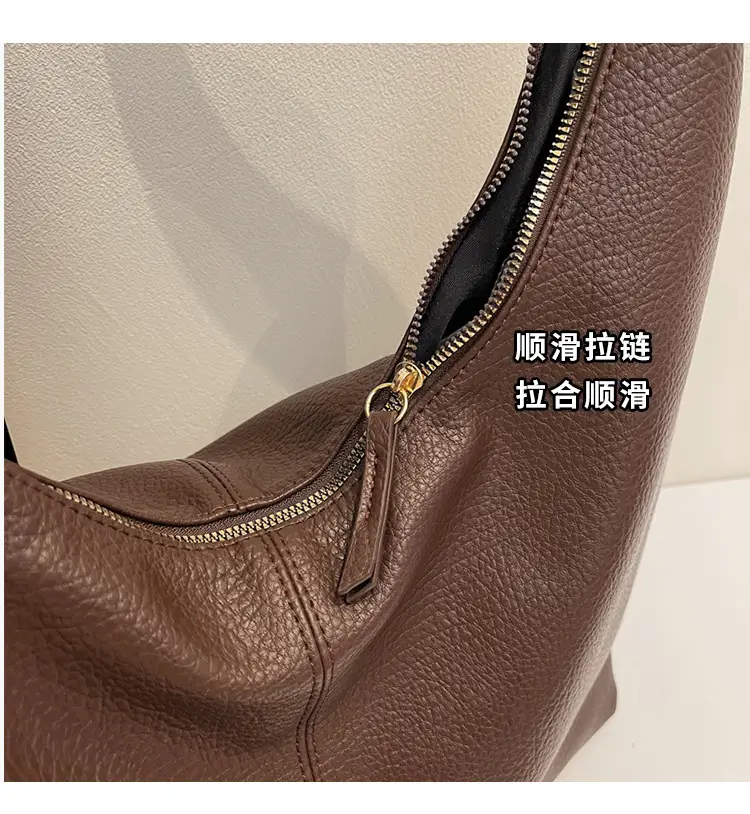 Black Leather Tote Bag for Women, Large Capacity, Casual Style — feature 3