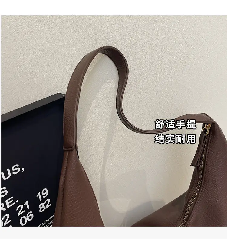 Black Leather Tote Bag for Women, Large Capacity, Casual Style — feature 4