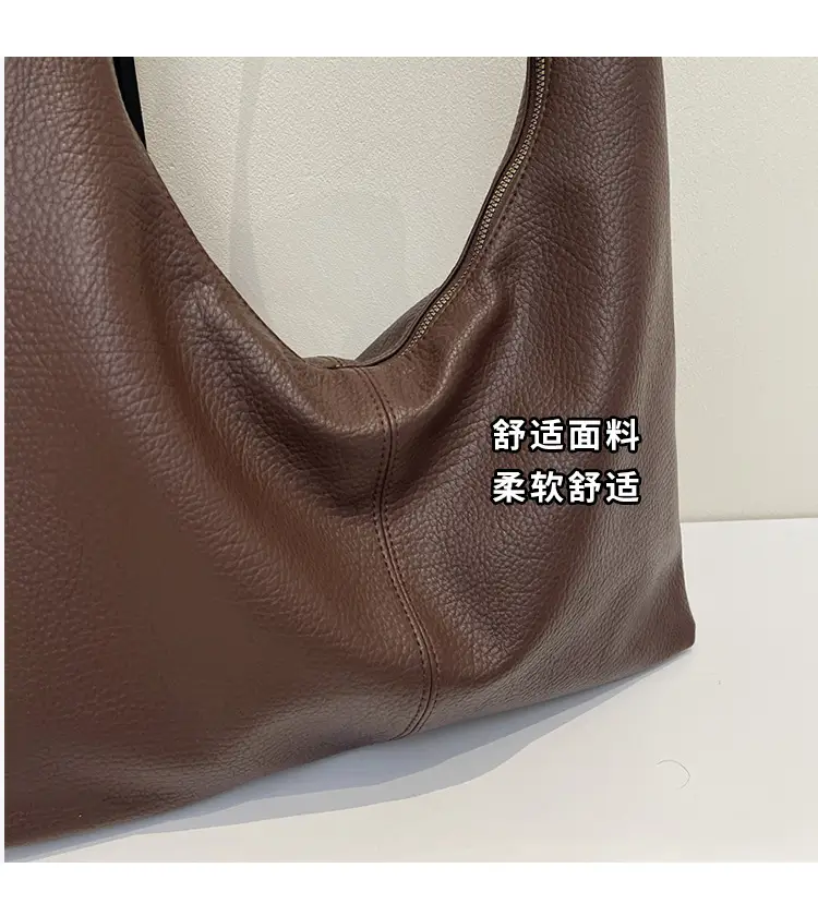 Black Leather Tote Bag for Women, Large Capacity, Casual Style — feature 5
