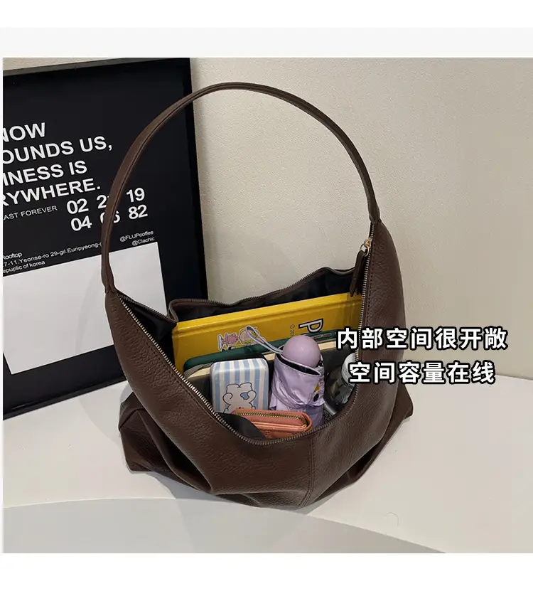 Black Leather Tote Bag for Women, Large Capacity, Casual Style — feature 6