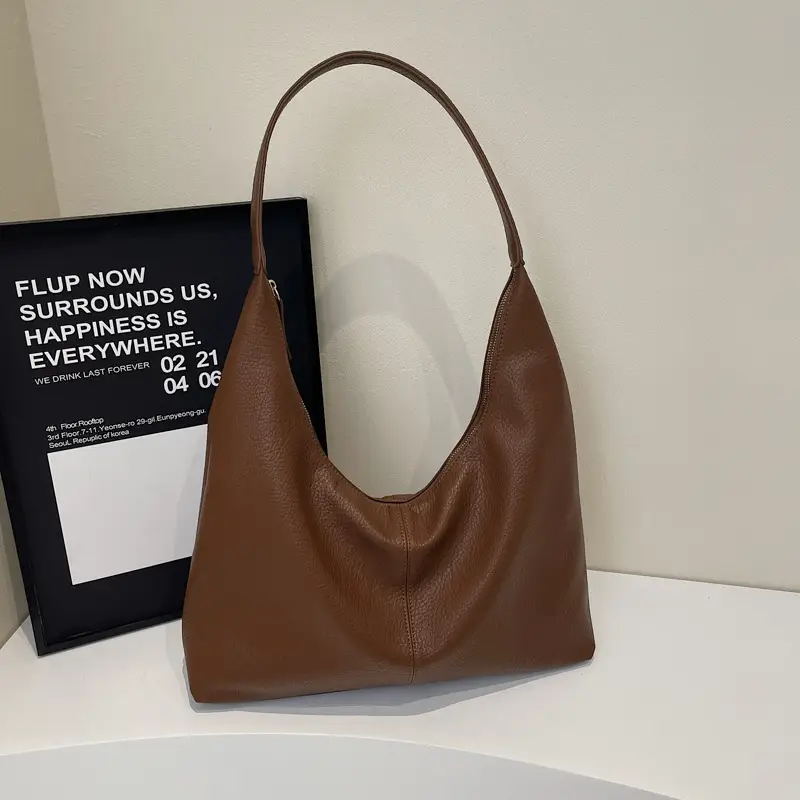 Black Leather Tote Bag for Women, Large Capacity, Casual Style - Image 2