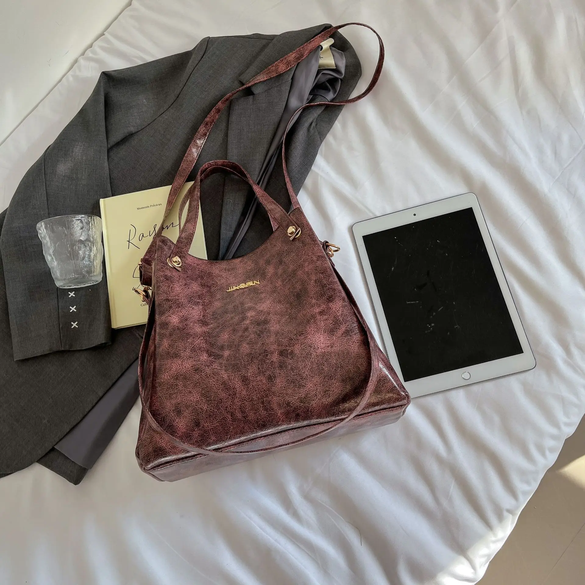Retro Brown Women's Shoulder Bag with Long Strap