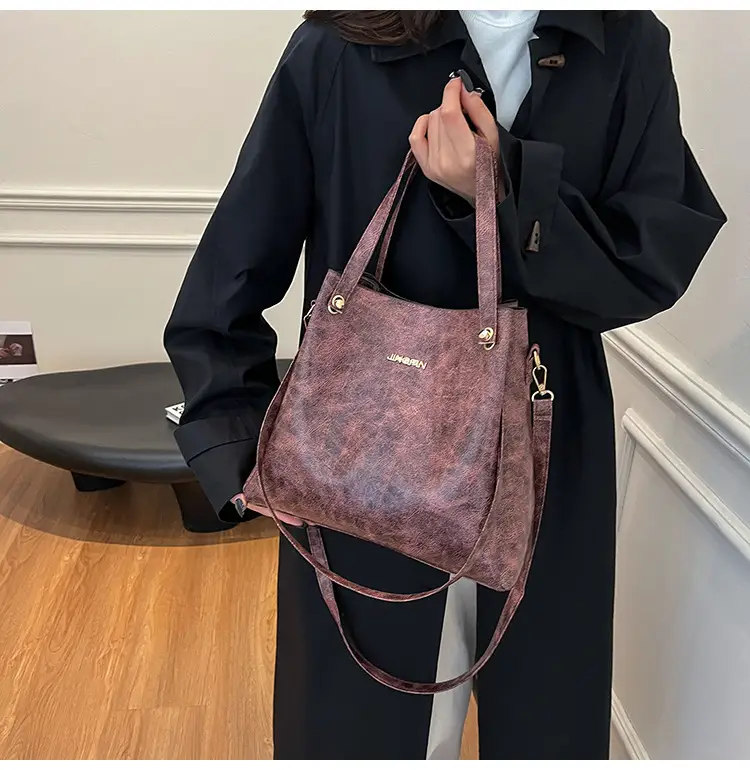 Retro Brown Women's Shoulder Bag with Long Strap — feature 14
