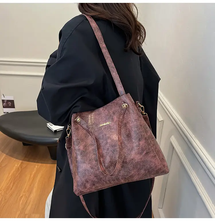 Retro Brown Women's Shoulder Bag with Long Strap — feature 16