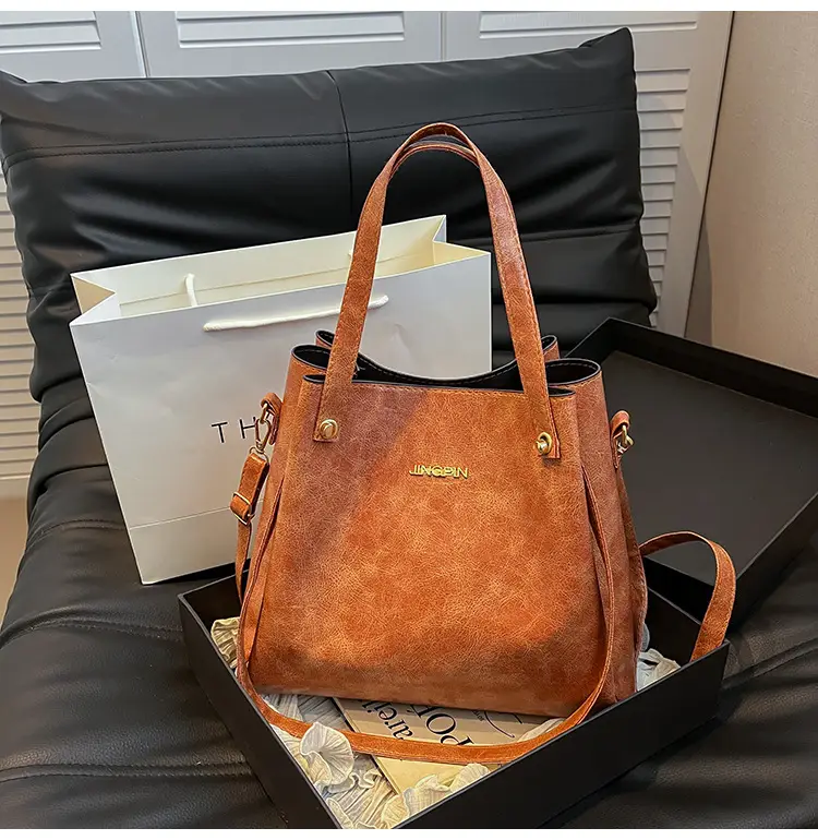 Retro Brown Women's Shoulder Bag with Long Strap — feature 21