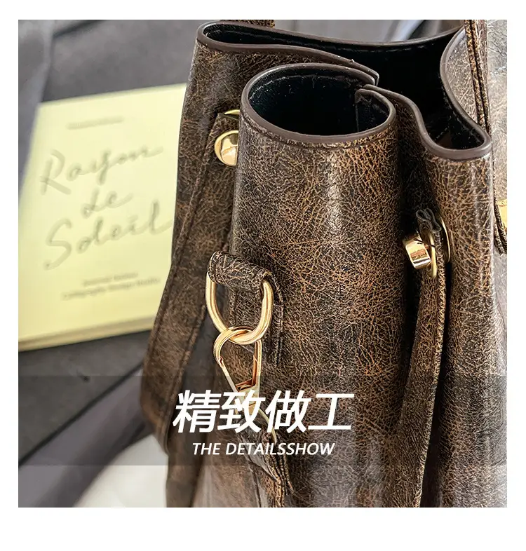 Retro Brown Women's Shoulder Bag with Long Strap — feature 6